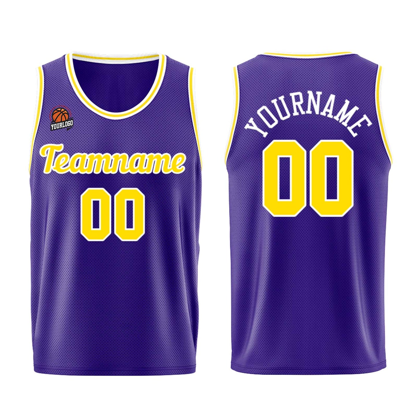 Custom Purple Yellow Basketball Jersey for Men Women Adult Youth Stitched Name Number Logo