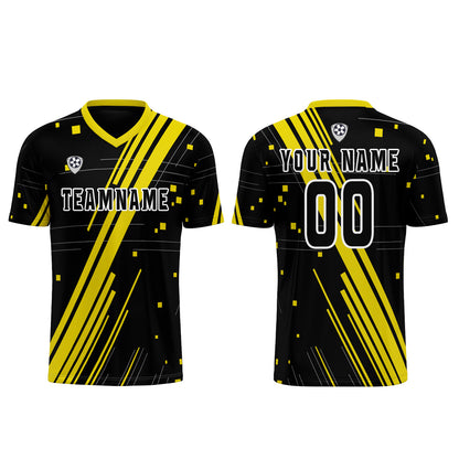 Custom Black Yellow Uniform Jersey Kids Adults Personalized Set Jersey Shirt