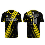 Custom Black Yellow Uniform Jersey Kids Adults Personalized Set Jersey Shirt