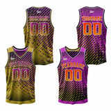 Custom Gold Pink Reversible Basketball Suit for Adults and Kids Personalized Jersey