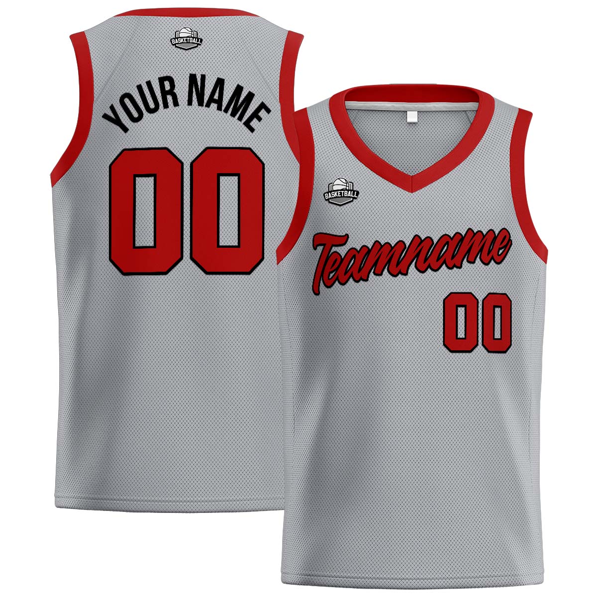 Custom Gray Red Basketball Jersey for Men Women Adult Youth Stitched Name Number Logo