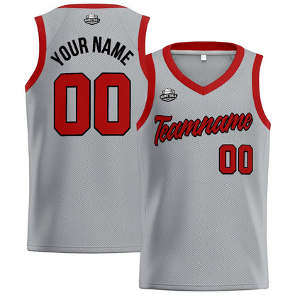 Custom Gray Red Basketball Jersey for Men Women Adult Youth Stitched Name Number Logo