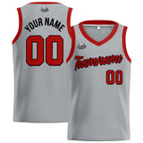 Custom Gray Red Basketball Jersey for Men Women Adult Youth Stitched Name Number Logo