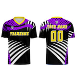 Custom Yellow Purple Uniform Jersey Kids Adults Personalized Set Jersey Shirt