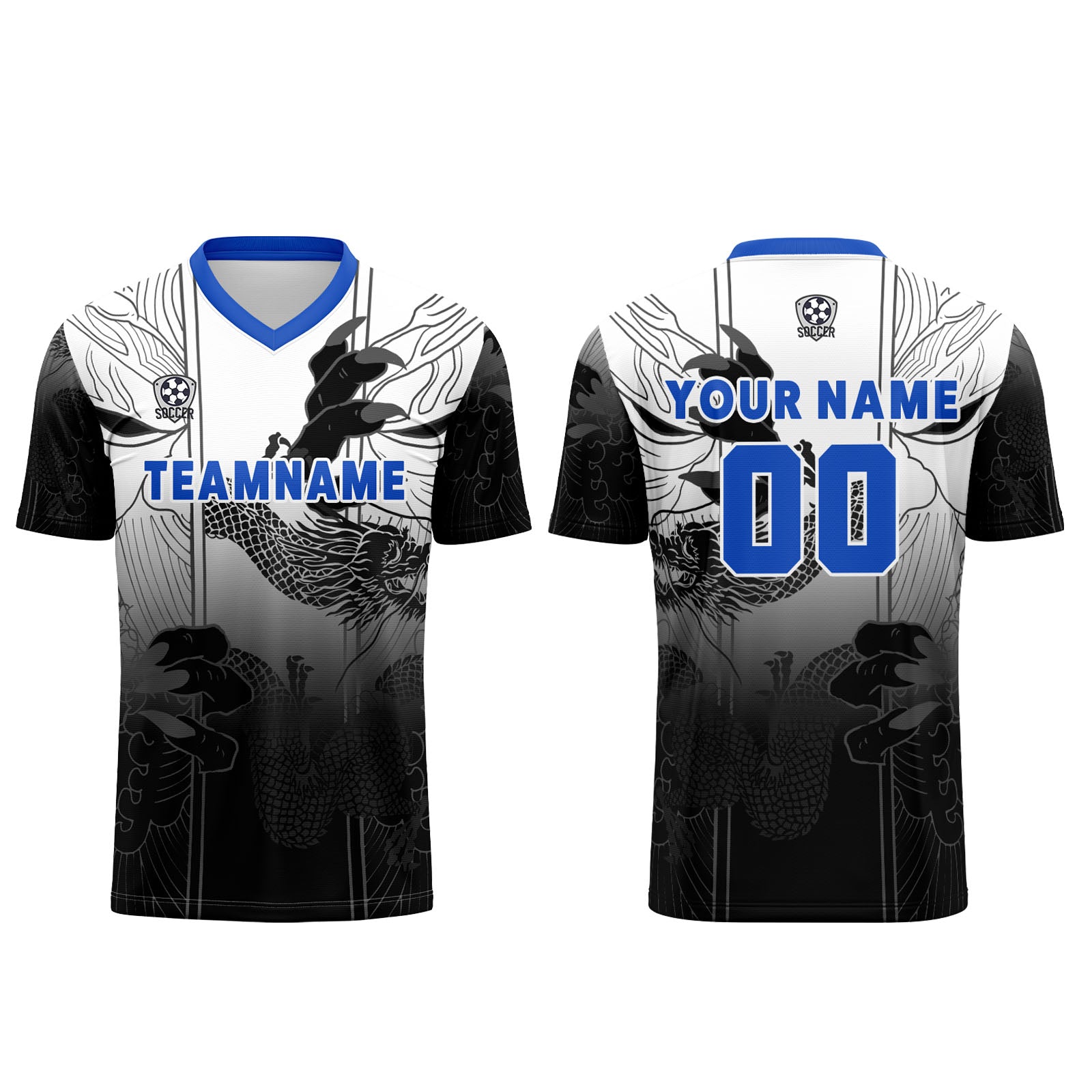 Custom Black Blue Uniform Jersey Kids Adults Personalized Set Jersey Shirt