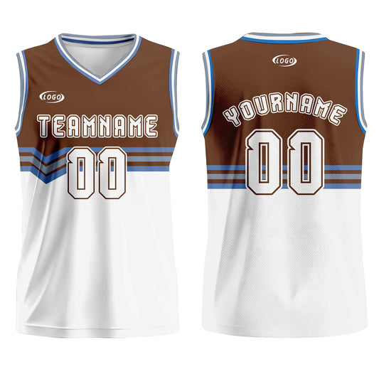 Custom Brown White Gray Blue Basketball Jersey Uniform Suit Printed Your Logo Name Number