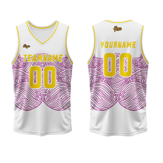 Custom White Red Green Basketball Jersey Uniform Suit Printed Your Logo Name Number