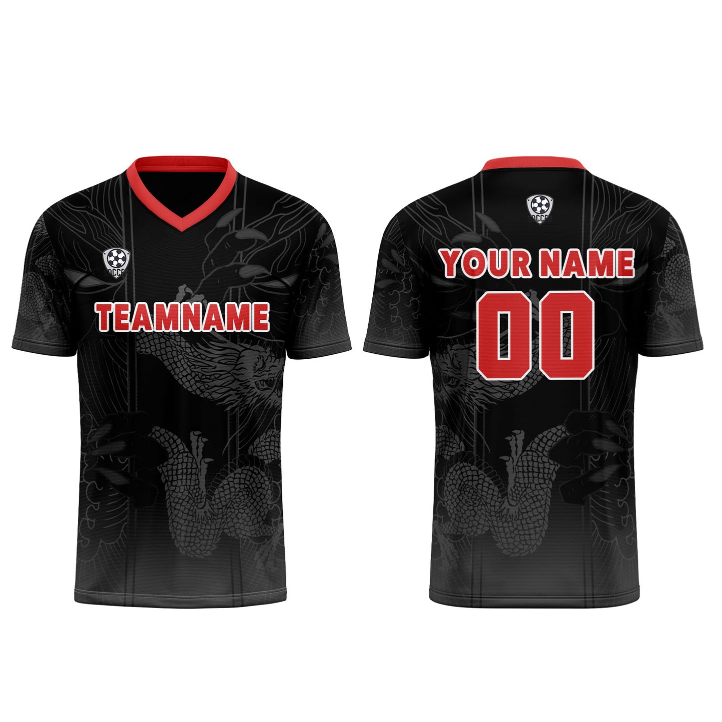 Custom Black Red Uniform Jersey Kids Adults Personalized Set Jersey Shirt