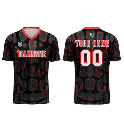 Custom Black Red Soccer Uniform Jersey Kids Adults Personalized Set Jersey Shirt