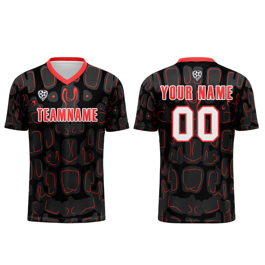 Custom Black Red Soccer Uniform Jersey Kids Adults Personalized Set Jersey Shirt