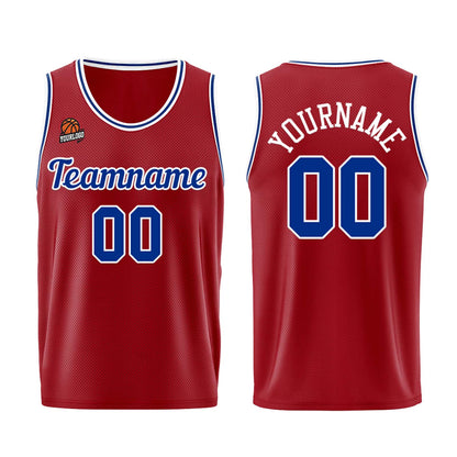 Custom Burgundy Royal Basketball Jersey for Men Women Adult Youth Stitched Name Number Logo