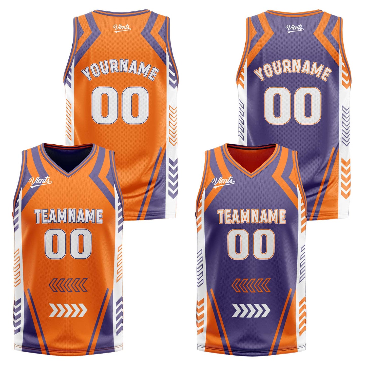 Custom Orange Purple Reversible Basketball Suit for Adults and Kids Personalized Jersey