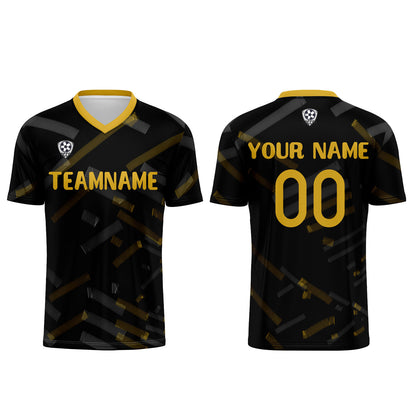 Custom Black Lemon Yellow Soccer Uniform Jersey Kids Adults Personalized Set Jersey Shirt