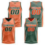 Custom Orange Green Reversible Basketball Suit for Adults and Kids Personalized Jersey
