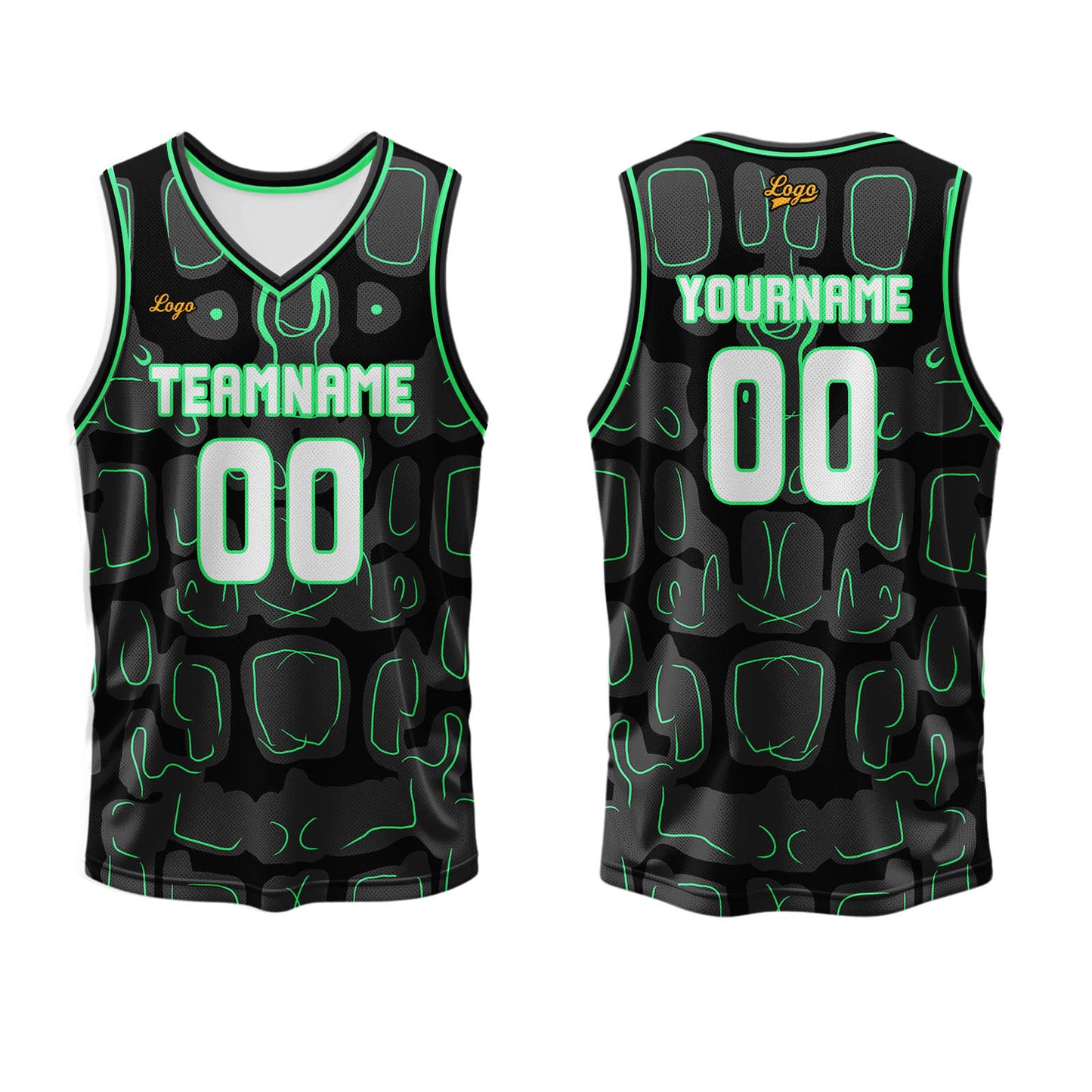 Custom Black Green Basketball Jersey Uniform Suit Printed Your Logo Name Number