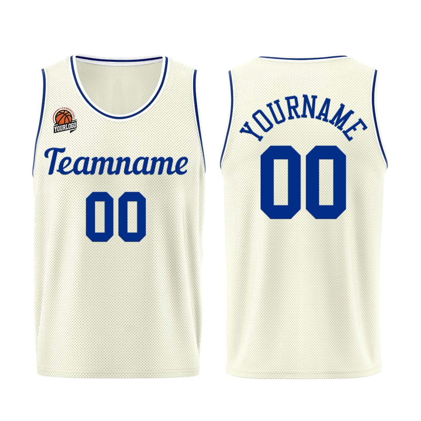 Custom Cream-Royal Basketball Jersey for Men Women Adult Youth Stitched Name Number Logo