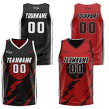 Custom Black Red Reversible Basketball Suit for Adults and Kids Personalized Jersey