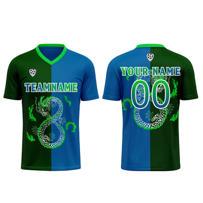 Custom Blue Green Uniform Jersey Kids Adults Personalized Set Jersey Shirt