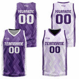 Custom Purple White Reversible Basketball Suit for Adults and Kids Personalized Jersey