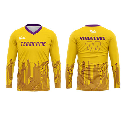 Custom Yellow Purple Basketball Soccer Football Shooting Long T-Shirt for Adults and Kids