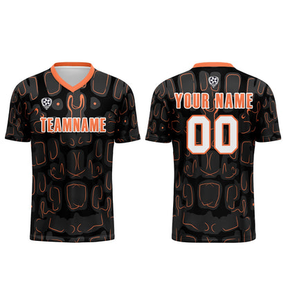 Custom Black Orange Soccer Uniform Jersey Kids Adults Personalized Set Jersey Shirt