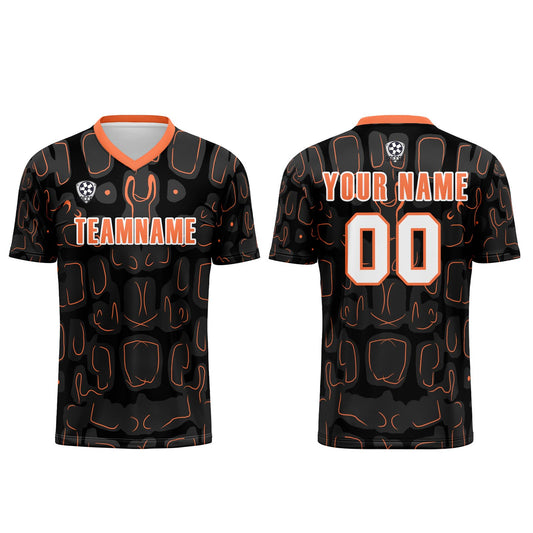 Custom Black Orange Soccer Uniform Jersey Kids Adults Personalized Set Jersey Shirt