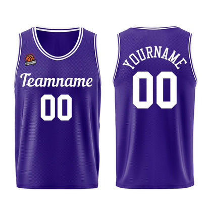 Custom Purple White Basketball Jersey for Men Women Adult Youth Stitched Name Number Logo