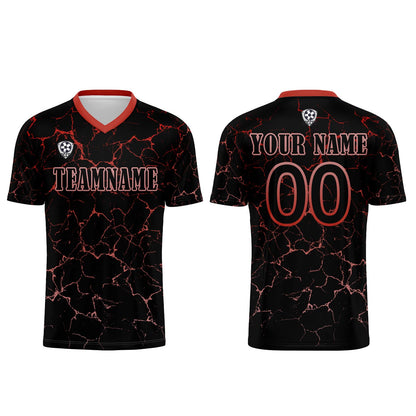 Custom Black Red Soccer Uniform Jersey Kids Adults Personalized Set Jersey Shirt