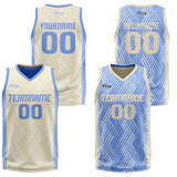 Custom Cream Blue Reversible Basketball Suit for Adults and Kids Personalized Jersey