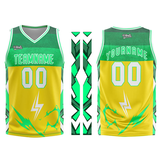 Custom Yellow Green Basketball Jersey Uniform Suit Printed Your Logo Name Number
