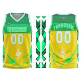 Custom Yellow Green Basketball Jersey Uniform Suit Printed Your Logo Name Number