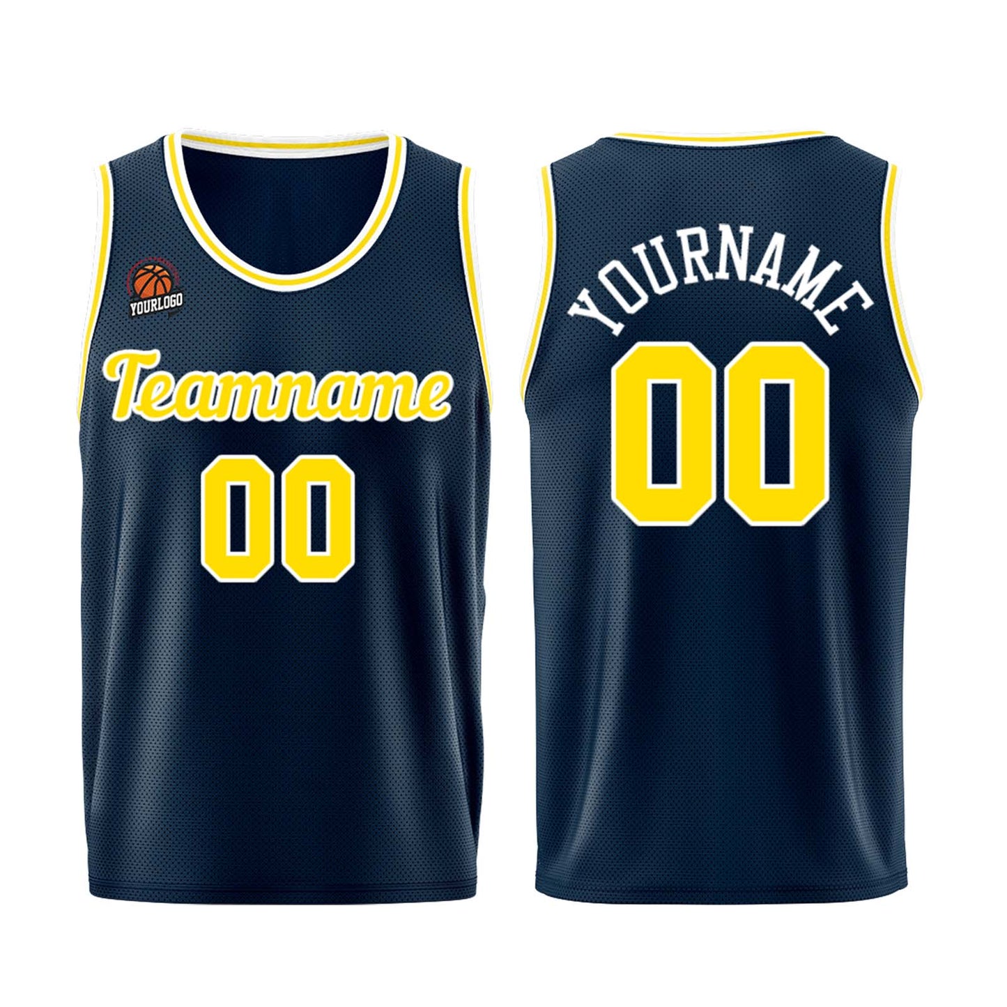 Custom Dark Blue-Yellow Basketball Jersey for Men Women Adult Youth Stitched Name Number Logo