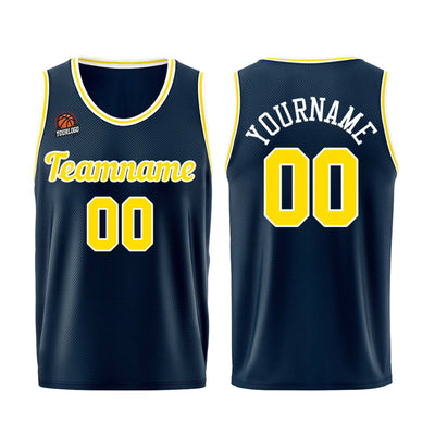 Custom Dark Blue-Yellow Basketball Jersey for Men Women Adult Youth Stitched Name Number Logo