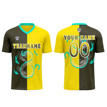Custom Yellow Olive Green Uniform Jersey Kids Adults Personalized Set Jersey Shirt