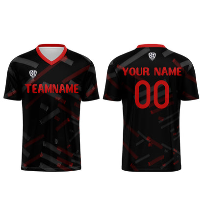 Custom Black Red Soccer Uniform Jersey Kids Adults Personalized Set Jersey Shirt