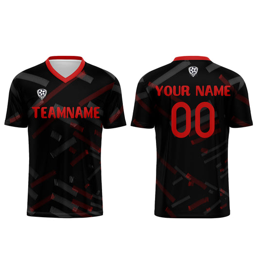 Custom Black Red Soccer Uniform Jersey Kids Adults Personalized Set Jersey Shirt