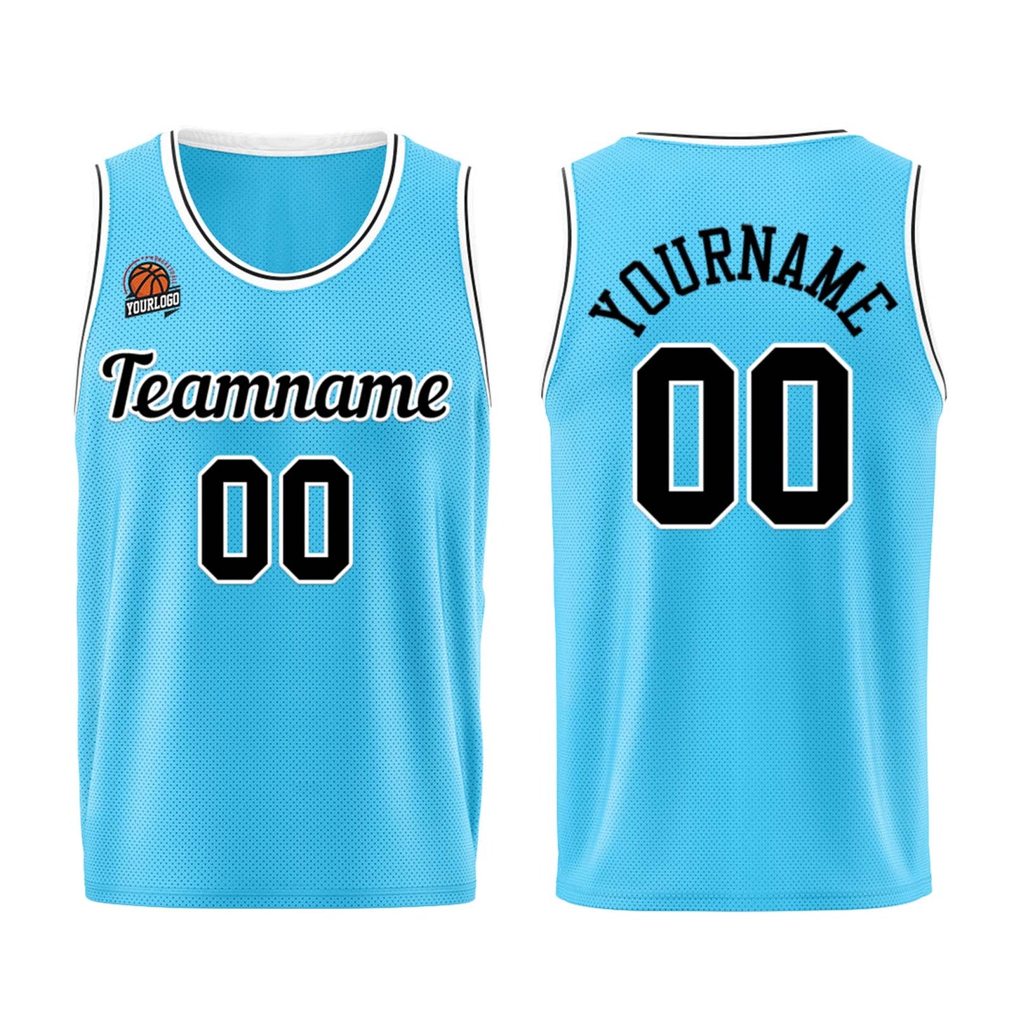 Custom Light Blue Black Basketball Jersey for Men Women Adult Youth Stitched Name Number Logo
