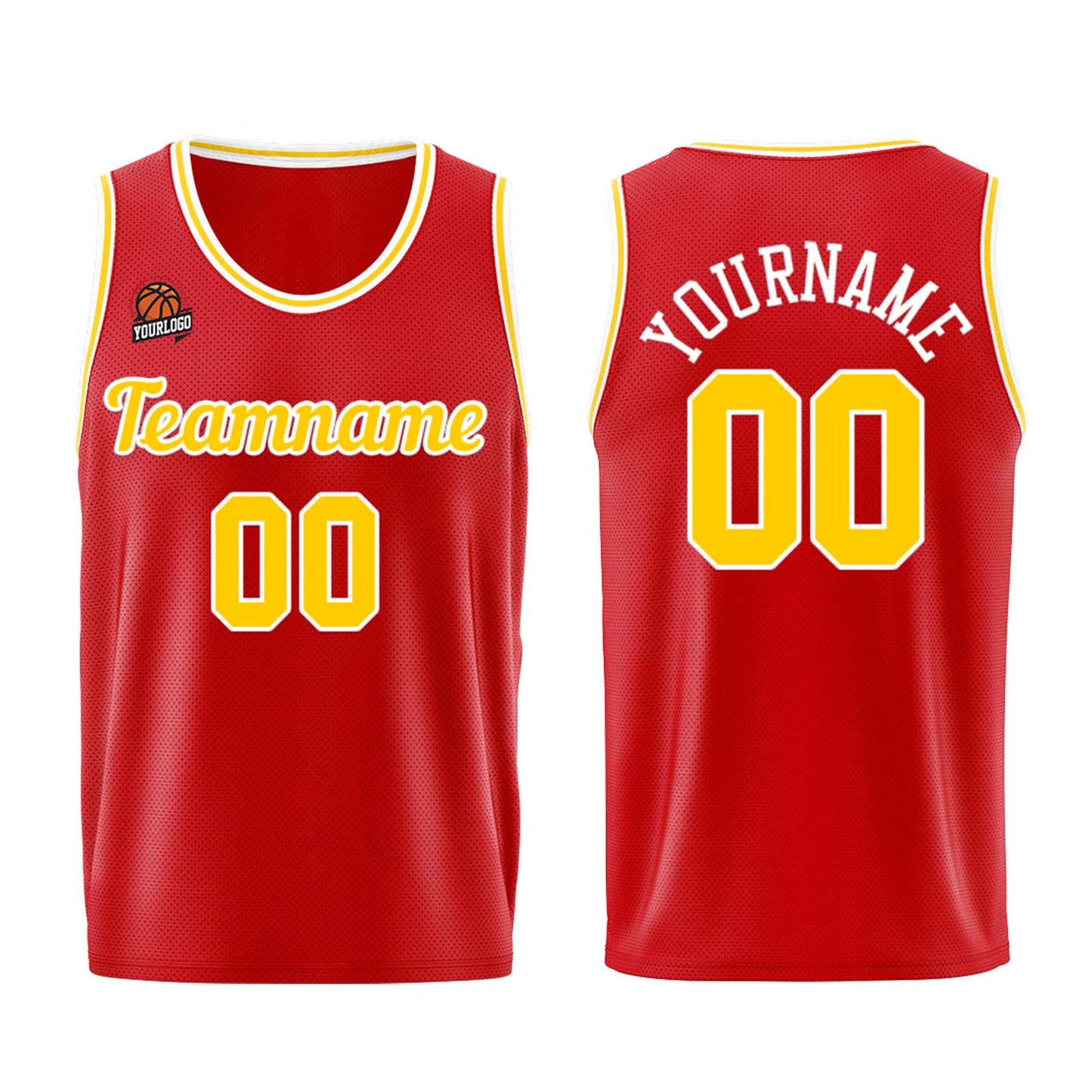 Custom Red Yellow Basketball Jersey for Men Women Adult Youth Stitched Name Number Logo