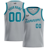 Custom Gray Teal Basketball Jersey for Men Women Adult Youth Stitched Name Number Logo