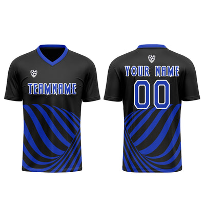 Custom Black Blue Uniform Jersey Kids Adults Personalized Set Jersey Shirt