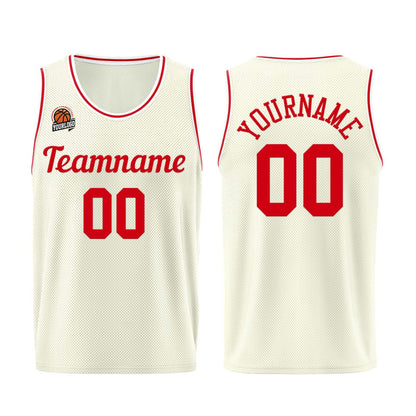 Custom Cream-Red Basketball Jersey for Men Women Adult Youth Stitched Name Number Logo