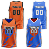 Custom Orange Blue Reversible Basketball Suit for Adults and Kids Personalized Jersey