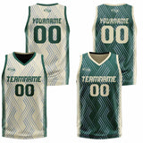 Custom Cream Green Reversible Basketball Suit for Adults and Kids Personalized Jersey