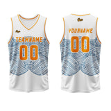 Custom White Blue Orange Basketball Jersey Uniform Suit Printed Your Logo Name Number