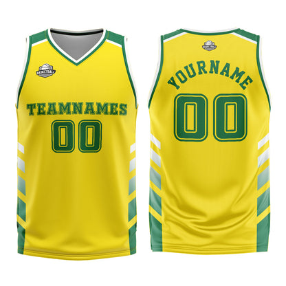 Custom Yellow Green Basketball Jersey Uniform Suit Printed Your Logo Name Number