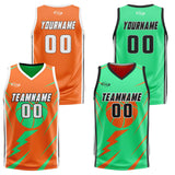 Custom Orange Green Reversible Basketball Suit for Adults and Kids Personalized Jersey