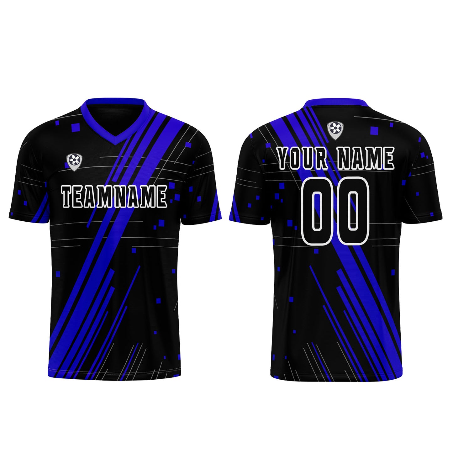 Custom Black Blue Uniform Jersey Kids Adults Personalized Set Jersey Shirt
