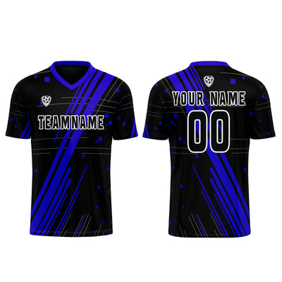 Custom Black Blue Uniform Jersey Kids Adults Personalized Set Jersey Shirt
