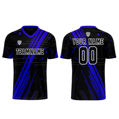 Custom Black Blue Uniform Jersey Kids Adults Personalized Set Jersey Shirt