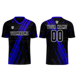 Custom Black Blue Uniform Jersey Kids Adults Personalized Set Jersey Shirt